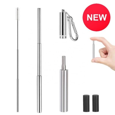 Reusable Portable Stainless Steel Straw Telescopic Metal Straw with Cleaning Brush